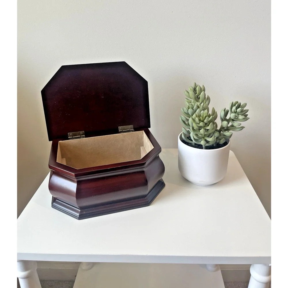 Vintage Mahogany Wood Jewelry Box with Hinge Lid | Bombay Company | Traditional